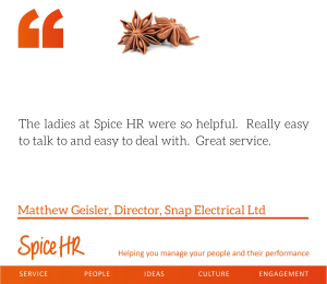 The ladies at Spice HR were so helpful.  Really easy to talk to and easy to deal with.  Great service.  Matthew Geisler, Director, Snap Electrical Ltd